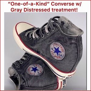 So Unique!!! Converse Womens Chuck Taylor Gray “Distressed” Wedge Shoes, Sz 8.
